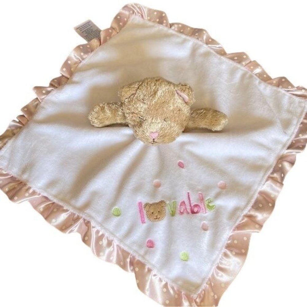 Wishes and kisses lovey sandra magsamen Lovable Satin Pink White Bear Plush Baby